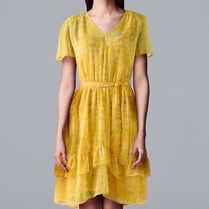 SVVW cute yellow knee high dress